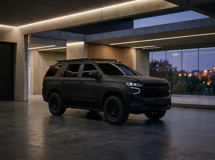 Armored SUV with textured protective coating